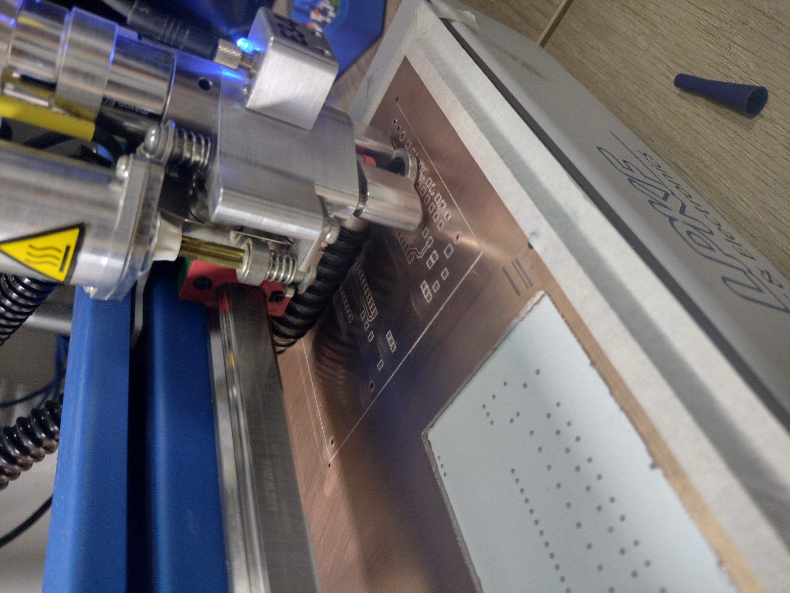 The CNC router milling a board