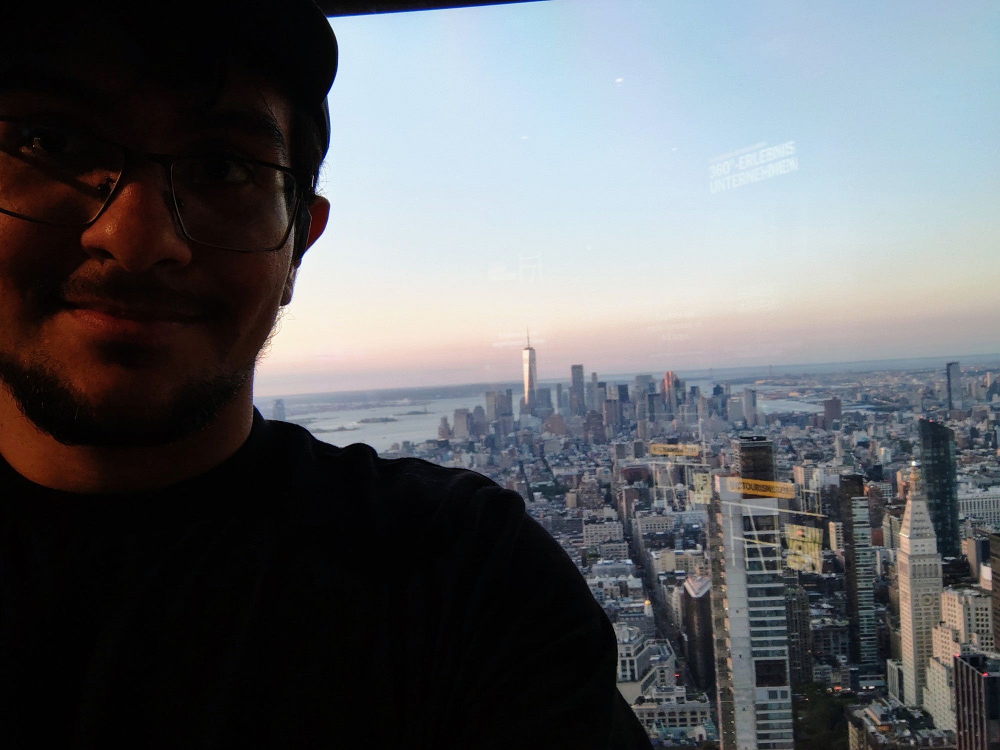 David overlooking the Manhattan skyline